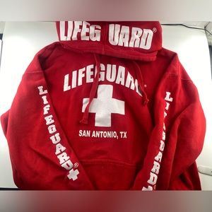 Red life guard hoodie